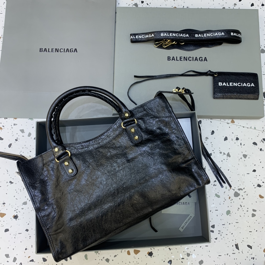 Balenciaga Classic City Medium Handbag Shoulder Bag Black/Gold